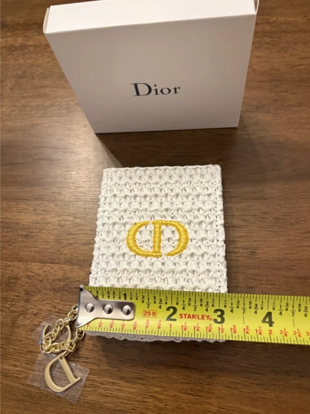 Dior White & Gold Woven Mirror with Charms